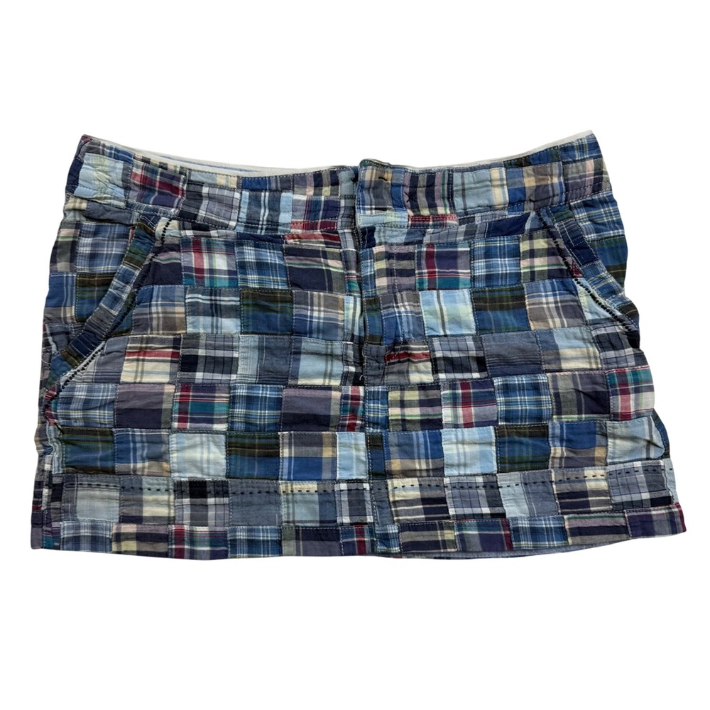 VTG Y2K American Eagle Patchwork Plaid Mini Micro Skirt Ultra Low Rise Size 8